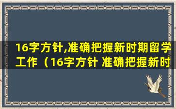 16字方针,准确把握新时期留学工作（16字方针 准确把握新时期留学工作）